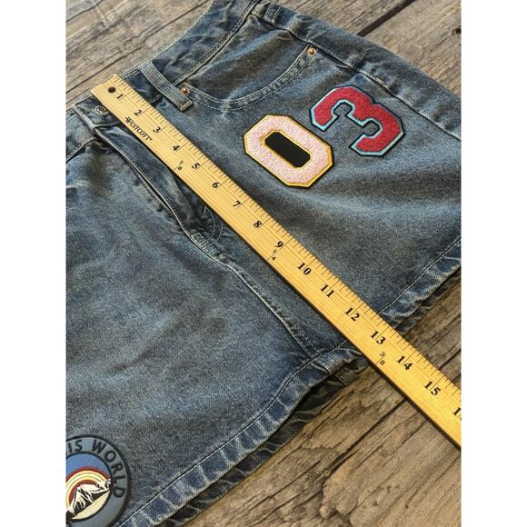 Wild Fable Women's Mini Skirt Denim Patches Y2k Butterfly Womens Size 6 - Picture 6 of 7